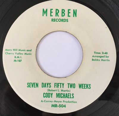 Lot 32 - CODY MICHAELS - SEVEN DAYS FIFTY TWO WEEKS/ OPEN THE DOOR RICHARD 7" (US SOUL - MERBEN RECORDS MR-504)
