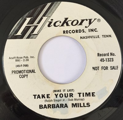 Lot 37 - BARBARA MILLS - QUEEN OF FOOLS/ (MAKE IT LAST) TAKE YOUR TIME 7" (US PROMO - HICKORY 45-1323)
