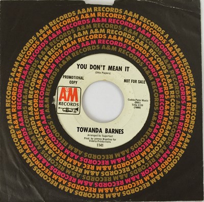 Lot 83 - TOWANDA BARNES - YOU DON'T MEAN IT 7" (ORIGINAL US PROMO COPY - A&M 1141)