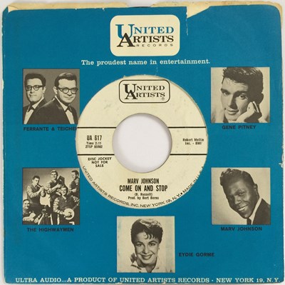 Lot 258 - MARV JOHNSON - COME ON AND STOP 7" (PROMO - UNITED ARTISTS UA617)
