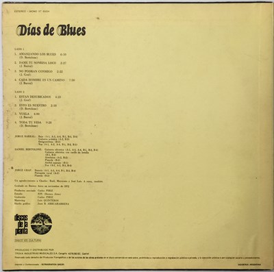 Lot 2 - DIAS DE BLUES - S/T LP (PROG/HEAVY ROCK - ARGENTINIAN OG - XT-80054)