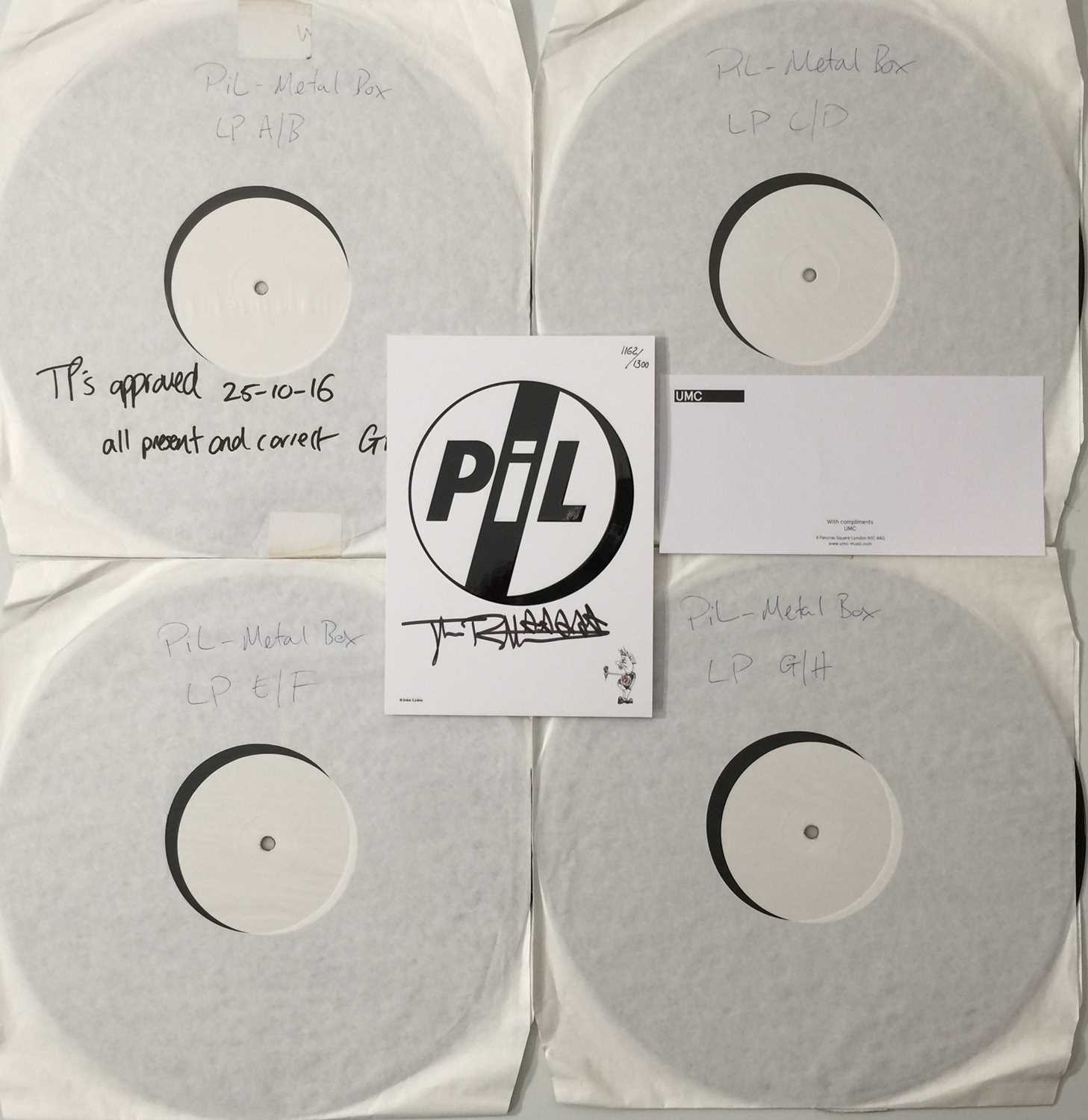Lot 33 - PiL - METAL BOX (2016 WHITE LABEL TEST PRESSING - METAL02) - INCLUDING JOHN LYDON SIGNED CARD
