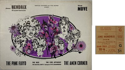 Lot 459 - JIMI HENDRIX & PINK FLOYD 1967 PROGRAMME AND TICKET
