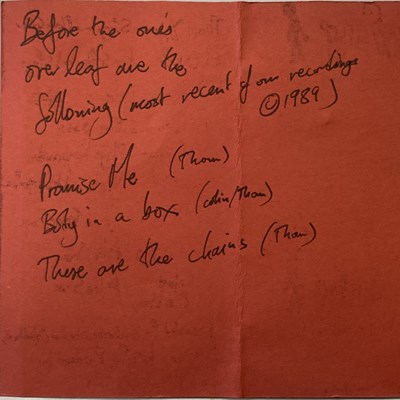 Lot 294 - ON A FRIDAY (RADIOHEAD) GRIPE DEMO CASSETTE WITH UNHEARD TRACKS AND HANDWRITTEN NOTE FROM THOM.