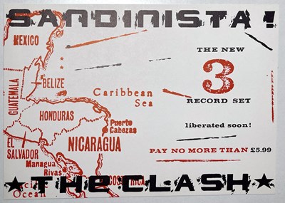 Lot 448 - THE CLASH - ORIGINAL SANDINISTA PROMOTIONAL FLYER.