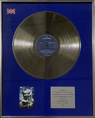Lot 357 - 10CC - ORIGINAL BPI AWARD PRESENTED STRAWBERRY STUDIOS FOR 'BLOODY TOURISTS'.