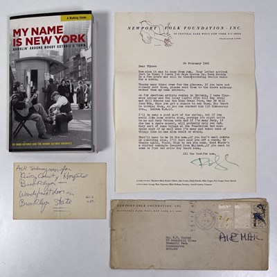 Lot 470 - BOB DYLAN, A HANDWRITTEN NOTE ON REVERSE OF AN ORIGINAL 'GERDE'S' TICKET ON HOW TO VISIT WOODY GUTHRIE IN HOSPITAL, 1961.