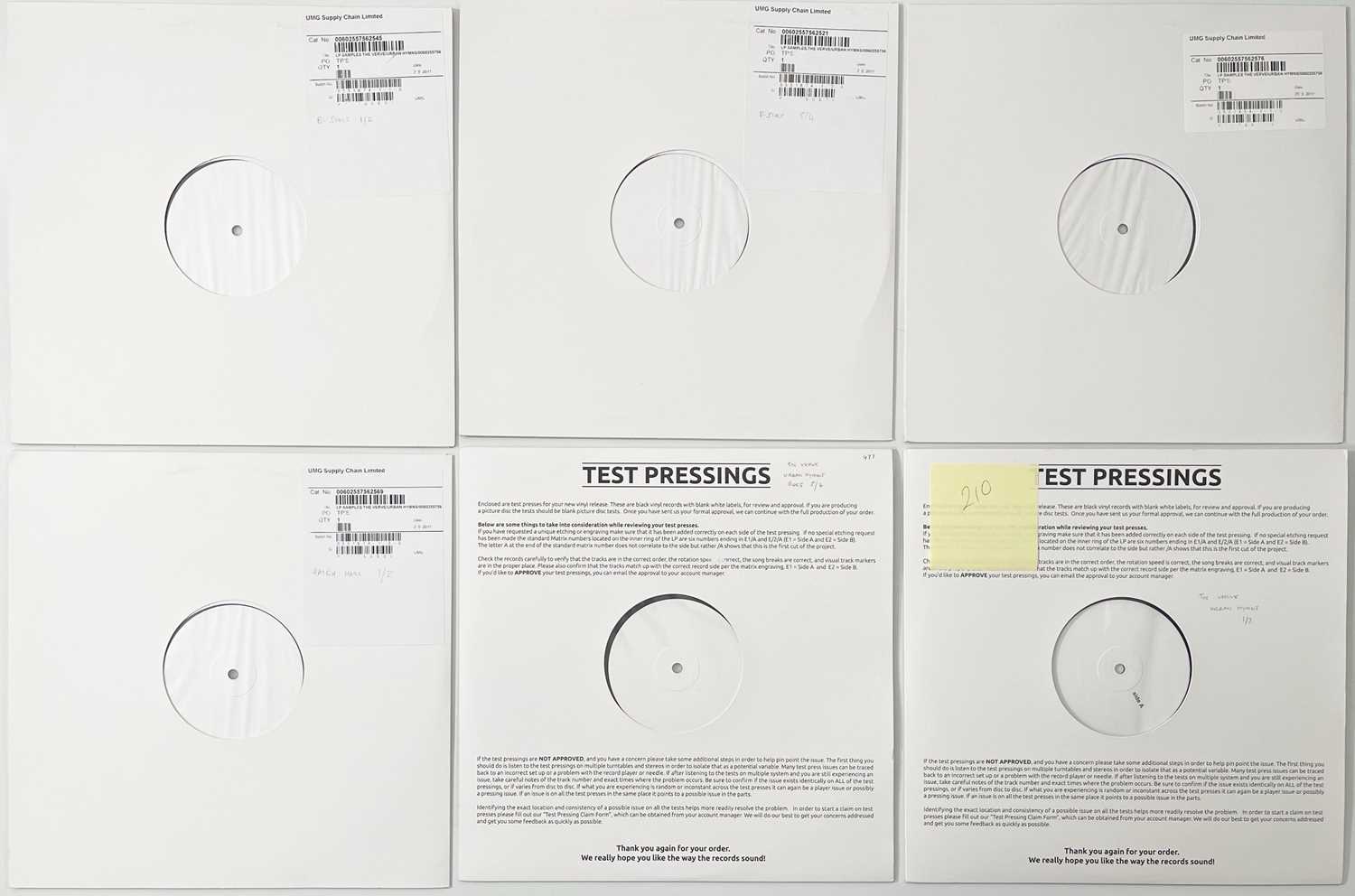Lot 179 - THE VERVE - URBAN HYMNS 6XLP WHITE LABEL TEST PRESSING. (2017, 00602557562446)