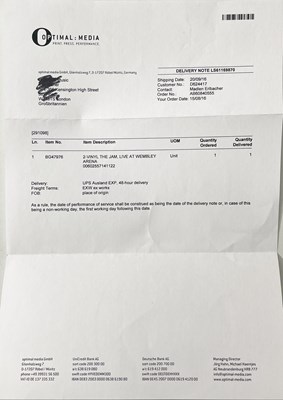 Lot 187 - THE JAM - LIVE AT WEMBLEY WHITE LABEL TEST PRESSING.