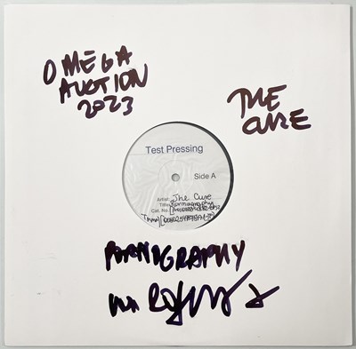 Lot 214 - THE CURE - PORNOGRAPHY (2016) WHITE LABEL TEST PRESSING SIGNED BY ROBERT SMITH.