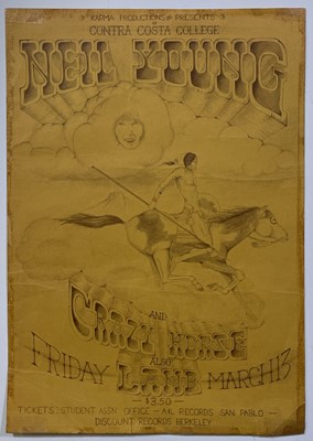 Lot 315 - NEIL YOUNG AND CRAZY HORSE - AN ORIGINAL AND RARE CONTRA COSTA COLLEGE 1970 CONCERT POSTER.