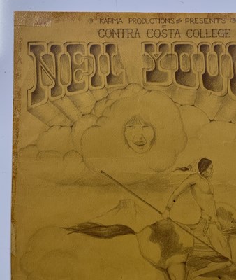Lot 315 - NEIL YOUNG AND CRAZY HORSE - AN ORIGINAL AND RARE CONTRA COSTA COLLEGE 1970 CONCERT POSTER.
