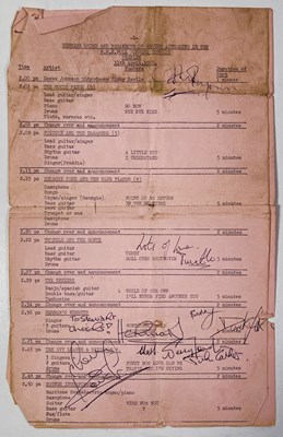 Lot 391 - THE ROLLING STONES / DONOVAN / CILLA AND MORE - A MULTI SIGNED NME 1965 POLL WINNERS CONCERT RUNNING ORDER SHEET.