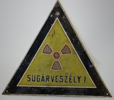 Lot 20 - DAYS WORK CHEWING TOBACCO ADVERT, KARAKIRI POSTER, RADIOACTIVE SIGN AND TINPLATE TRAIN