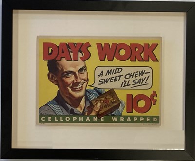 Lot 20 - DAYS WORK CHEWING TOBACCO ADVERT, KARAKIRI POSTER, RADIOACTIVE SIGN AND TINPLATE TRAIN