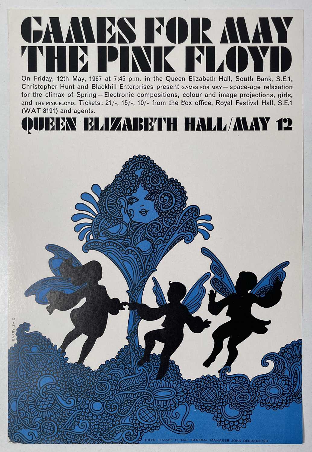 Lot 420 - PINK FLOYD - GAMES FOR MAY ORIGINAL HANDBILL.