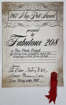 Lot 421 - PINK FLOYD - A FABULOUS 208 AWARD FROM 1967 - PRESENTED TO PINK FLOYD.