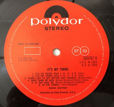Lot 31 - MARVA WHITNEY - IT'S MY THING LP (UK OG - SOUL - POLYDOR - 583767)