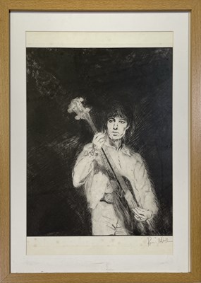 Lot 399 - THE ROLLING STONES - RONNIE WOOD SIGNED PRINT - BILL WYMAN.