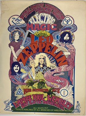 Lot 421 - LED ZEPPELIN 1971 ELECTRIC MAGIC EMPIRE POOL WEMBLEY ORIGINAL POSTER.