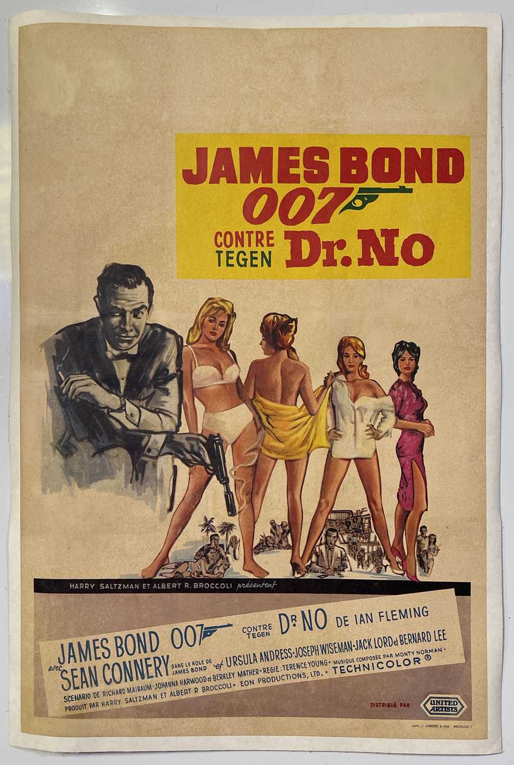 Lot 56 - JAMES BOND - DR. NO (1962) ORIGINAL BELGIAN FILM POSTER.