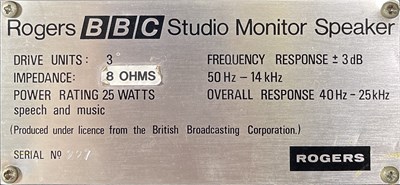 Lot 4 - ROGERS BBC LS3/6 STUDIO MONITOR SPEAKERS - 8 OHMS (PAIR)