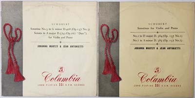 Lot 282 - JOHANNA MARTZY - SCHUBERT SONATINAS/SONATAS FOR VIOLIN AND PIANO LPs (33CX 1359 & 33CX 1399)