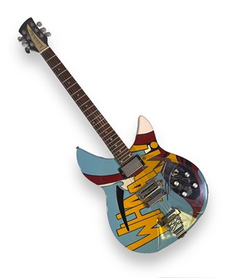Lot 37 - THE JAM / PAUL WELLER INTEREST - PAINTED RICKENBACKER STYLE GUITAR - LICHENSTEIN TRIBUTE DESIGN (WHAAM!)