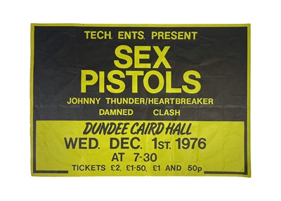 Lot 76 - THE SEX PISTOLS  / THE DAMNED / THE CLASH - A RARE POSTER FOR THE CAIRD HALL, DUNDEE CONCERT -  BILL GRUNDY INTERVIEW DATE.