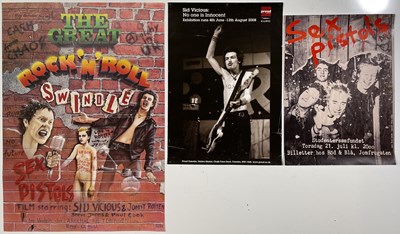 Lot 592 - THE SEX PISTOLS - SID VICIOUS POSTERS INC GERMAN ROCK N ROLL SWINDLE.