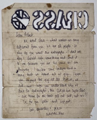 Lot 34 - CRASS INTEREST - N.A. PALMER HANDWRITTEN LETTER.