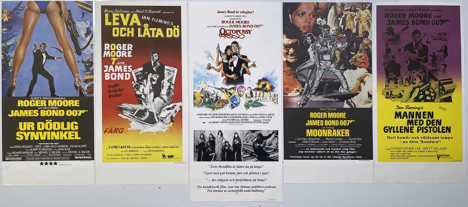 Lot 35 - JAMES BOND - SWEDISH STOLPE INSERT POSTERS - ROGER MOORE TITLES.