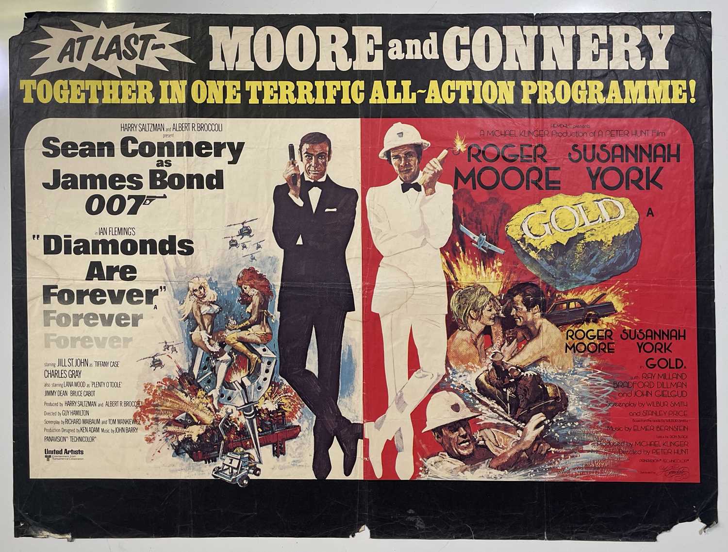 Lot 32 - JAMES BOND - MOORE/CONNERY DOUBLE BILL UK QUAD.