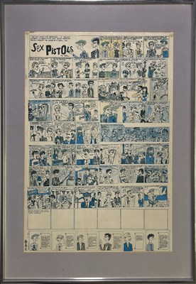 Lot 130 - SEX PISTOLS - A RARE US CARTOON POSTER DESIGNED BY MARK JAY.