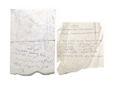 Lot 500 - MARK E. SMITH / THE FALL - MES HANDWRITTEN LYRICS/NOTES.