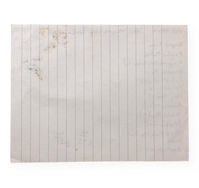 Lot 504 - MARK E. SMITH / THE FALL - HANDWRITTEN SET LIST FOT MARQUEE CLUB, NOV 1977.