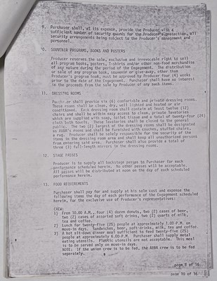 Lot 63 - CONCERT EPHEMERA - ABBA INTEREST - A SIGNED CONTRACT / 1979 STAGE PASSES.