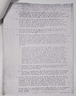 Lot 63 - CONCERT EPHEMERA - ABBA INTEREST - A SIGNED CONTRACT / 1979 STAGE PASSES.