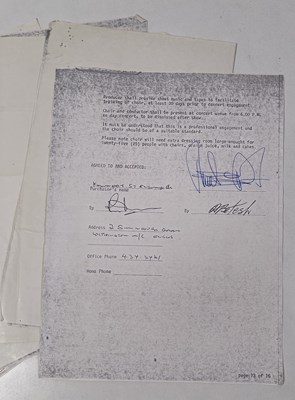 Lot 63 - CONCERT EPHEMERA - ABBA INTEREST - A SIGNED CONTRACT / 1979 STAGE PASSES.