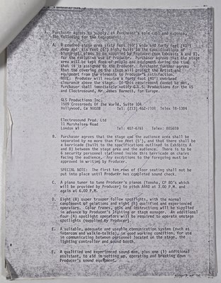 Lot 63 - CONCERT EPHEMERA - ABBA INTEREST - A SIGNED CONTRACT / 1979 STAGE PASSES.
