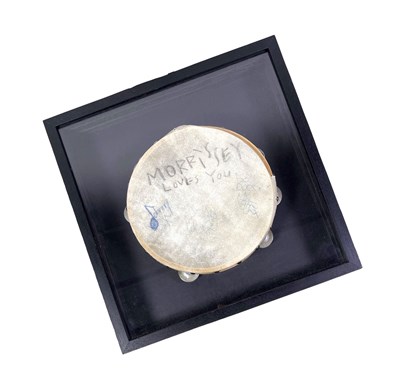 Lot 539 - THE SMITHS - STAGE USED AND SIGNED TAMBOURINE C 1984.