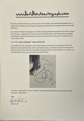 Lot 424 - DAVID BOWIE - SIGNED 1995 LITHOGRAPH PRINT.