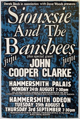 Lot 24 - SIOUXSIE AND THE BANSHEES / JOHN COOPER CLARKE - AN ORIGINAL 1981 CONCERT POSTER.