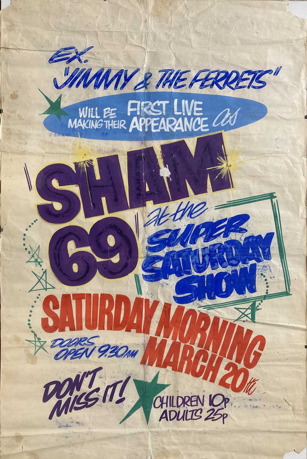 Lot 372 - SHAM 69'S FIRST EVER CONCERT POSTER