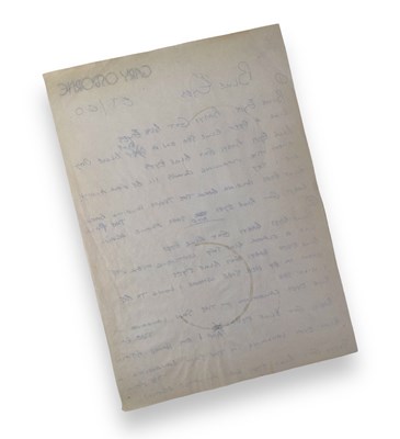 Lot 87 - ELTON JOHN / GARY OSBORNE - HANDWRITTEN LYRICS FOR 'BLUE EYES'.