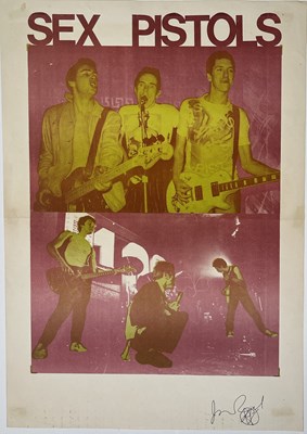 Lot 92 - THE SEX PISTOLS - ORIGINAL JAMIE REID SIGNED 1976 PROMOTIONAL POSTER.
