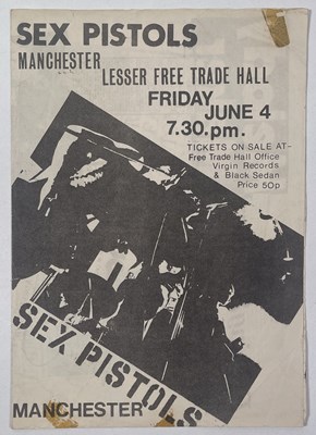 Lot 89 - THE SEX PISTOLS - ORIGINAL MANCHESTER FREE TRADE HALL HANDBILL.