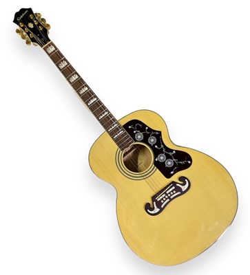 Lot 17 - EPIPHONE EJ-200 NATURAL ACOUSTIC GUITAR.