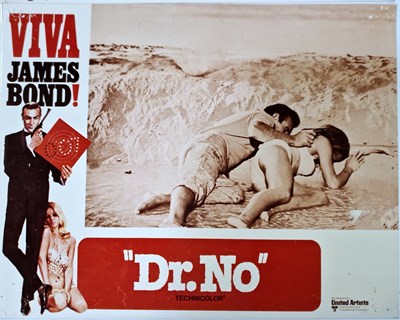 Lot 52 - JAMES BOND - DR. NO (1962) - FULL SET OF EIGHT C 1972 'VIVA JAMES BOND' FESTIVAL LOBBY CARDS.