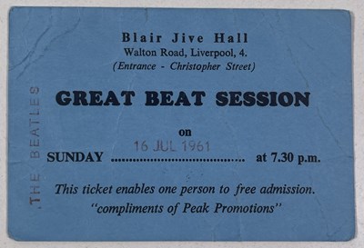 Lot 278 - THE BEATLES GREAT BEAT SESSION 1961 TICKET.